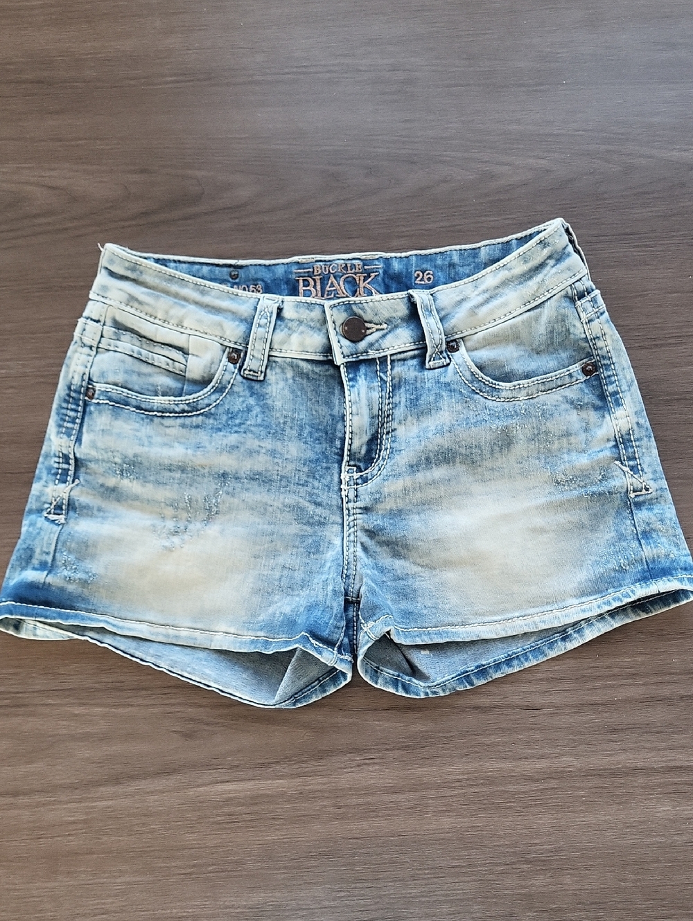 Buckle Black denim shorts